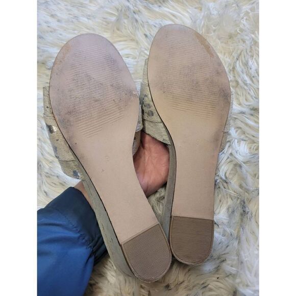 Matisse Cow Print Faux Fur Wedge Sandals, Women's 9 - Picture 4 of 5